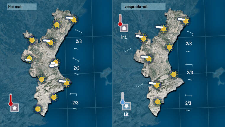 Mapes de hui dilluns de matÃ­ que marca nÃºvol i de vesprada amb sol |Jordi PayÃ 