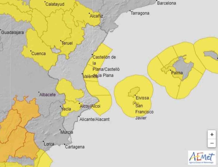 Mapa de les alertes previstes a ValÃ¨ncia pel divendres 4 de desembre de 2020