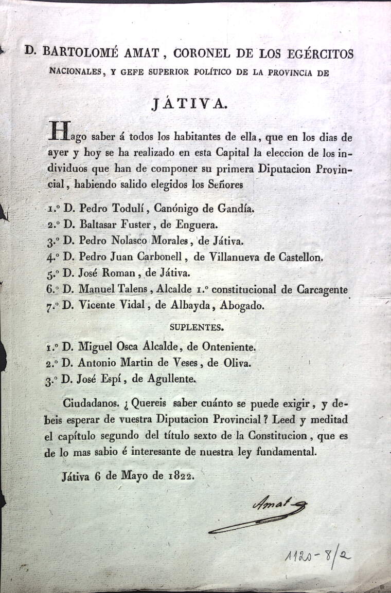 Document dels primers membres de la DiputaciÃ³ de XÃ tiva