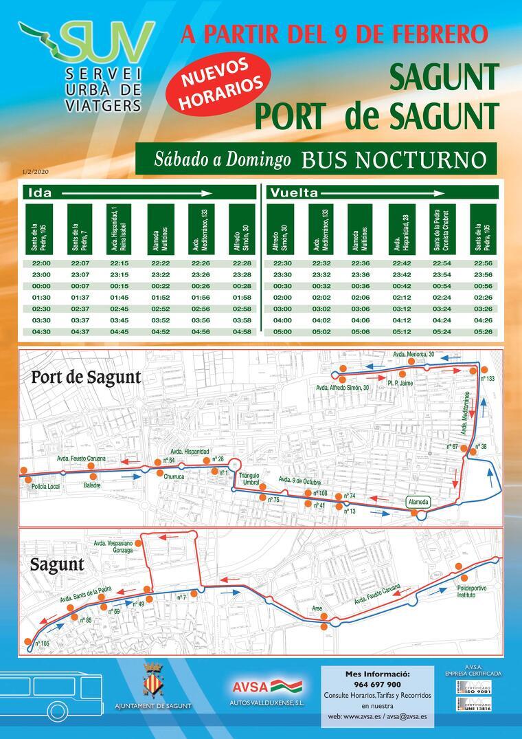 Nou horaris autobusos Sagunt - Port de Sagunt