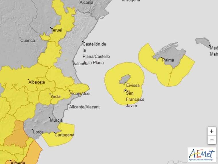 Mapa d'alertes per fortes ventades a ValÃ¨ncia l'11 de desembre del 2020