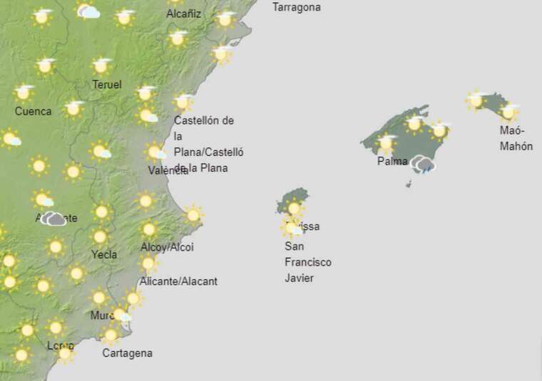 Mapa de previsiÃ³ a ValÃ¨ncia el dia 1 de desembre del 2020