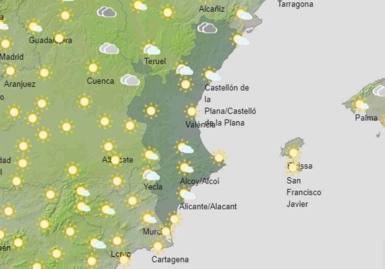 Mapa de previsiÃ³ a ValÃ¨ncia el 10 de juliol del 2020