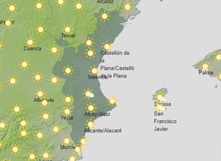 Mapa de previsiÃ³ a ValÃ¨ncia el 15 de febrer del 2020