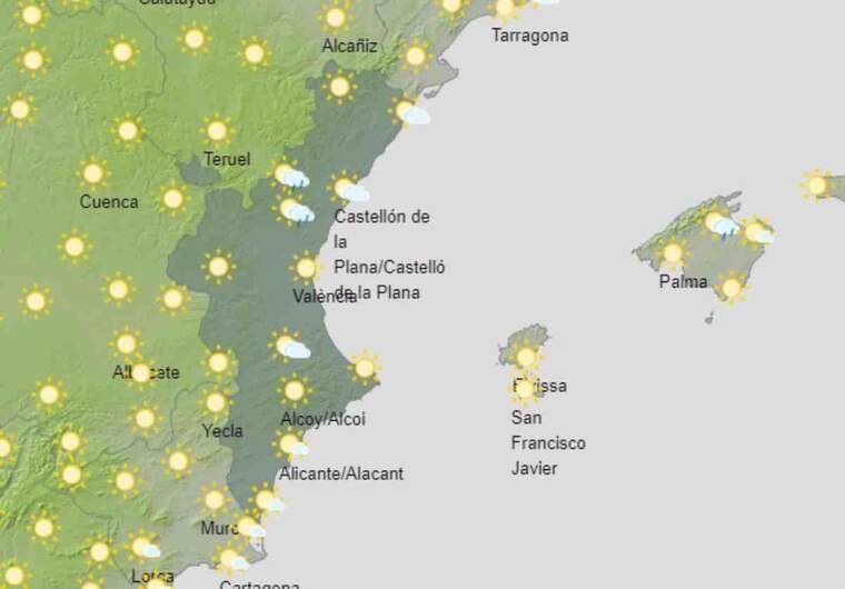 Mapa de previsiÃ³ a ValÃ¨ncia el 17 de juliol del 2020
