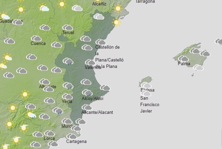 Mapa de previsiÃ³ a ValÃ¨ncia el 18 de febrer del 2020