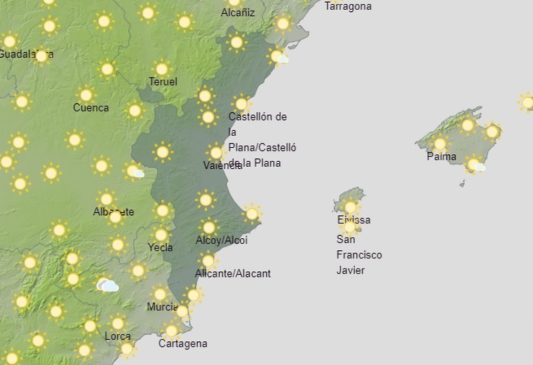 Mapa de previsiÃ³ a ValÃ¨ncia el 20 de febrer del 2020