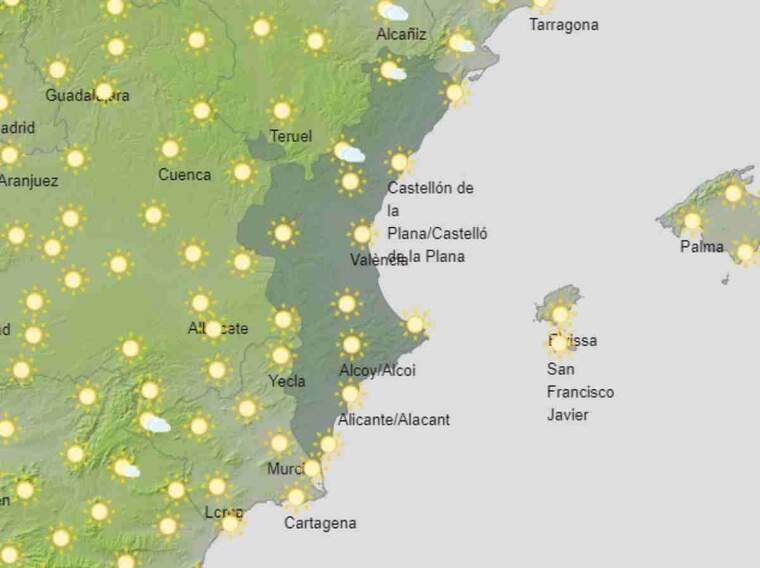Mapa de previsiÃ³ a ValÃ¨ncia el 20 de juliol del 2020