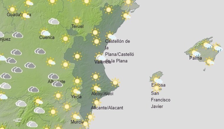 Mapa de previsiÃ³ a ValÃ¨ncia el 26 de gener del 2020