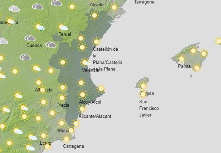 Mapa de previsiÃ³ a ValÃ¨ncia el 26 de juny del 2020