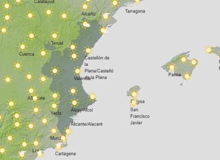 Mapa de previsiÃ³ a ValÃ¨ncia el 31 de juliol del 2020