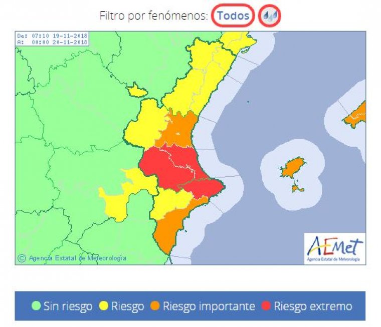 Alerta roja en la provÃ­ncia de ValÃ¨ncia i nord d'Alacant