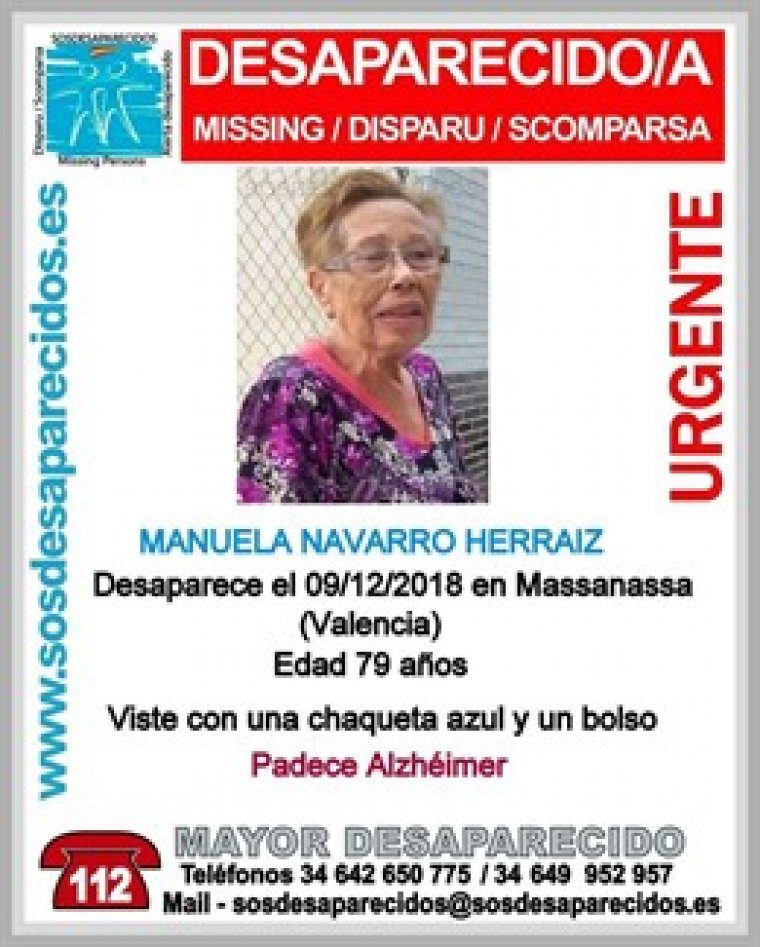 Troben el cos de l'anciana amb alzheimer desapareguda a Massanassa