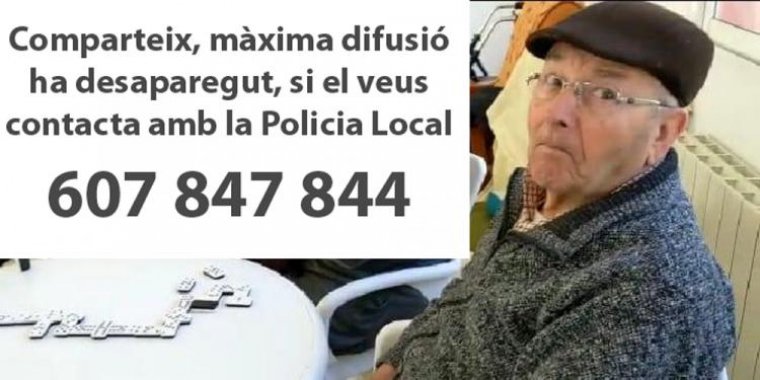 Un anciÃ  amb alzhÃ¨imer desaparegut a Villanueva de CastellÃ³n