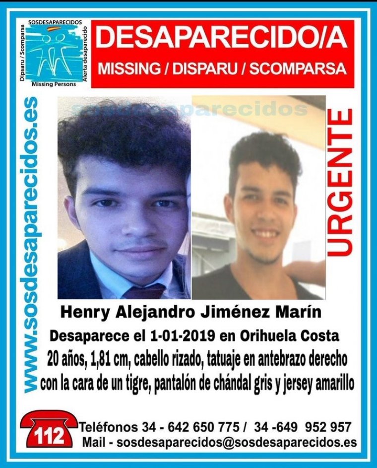 Busquen a un jove de 20 anys desaparegut a Orihuela Costa