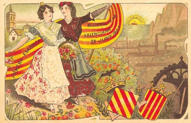AlÂ·legoria d'agermanament amb Catalunya de l'Assemblea Regionalista Valenciana de 1907