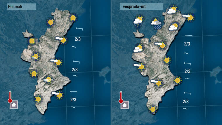 Mapa de hui amb sol