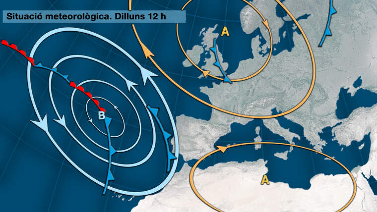 La situaciÃ³ meteorolÃ²gica encara estÃ  presidida hui per les altes pressions al nord d'Europa i tambÃ© al nord d'Ãfrica |Jordi PayÃ 