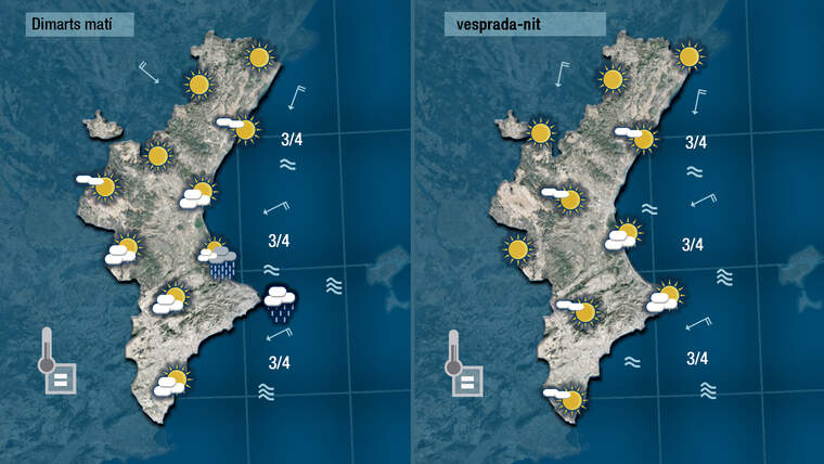 DemÃ  dimarts els nÃºvols tornaran a ser mÃ©s compactes al litoral del centre i del sud on pot ploure fins a primera hora de la vesprada | Jordi PayÃ 