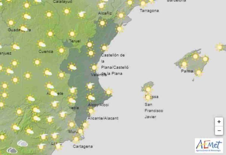 Mapa del temps a ValÃ¨ncia per aquest dilluns 27 de juliol