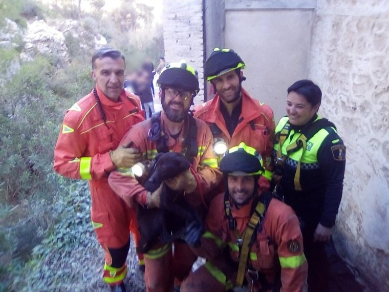 Els bombers que han participat en el rescat del gosset