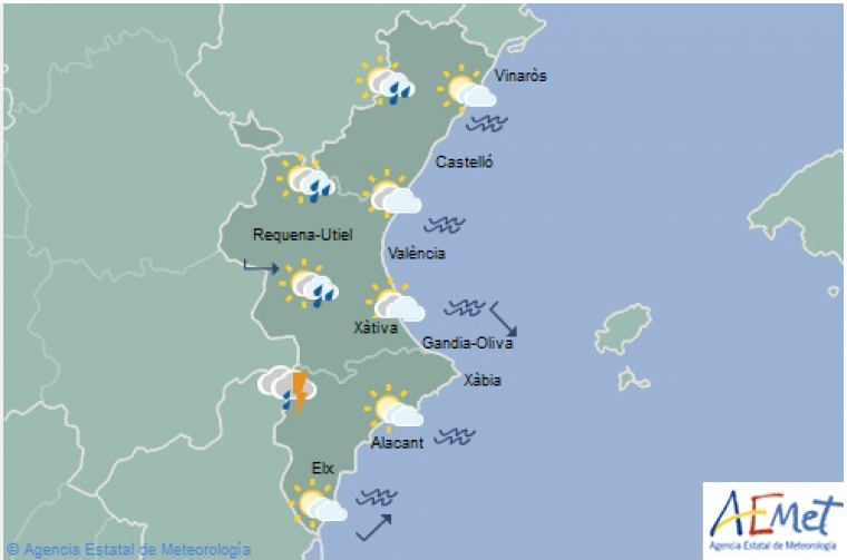 Divendres al matÃ­ es preveu alguna tempesta a l'interior d'Alacant