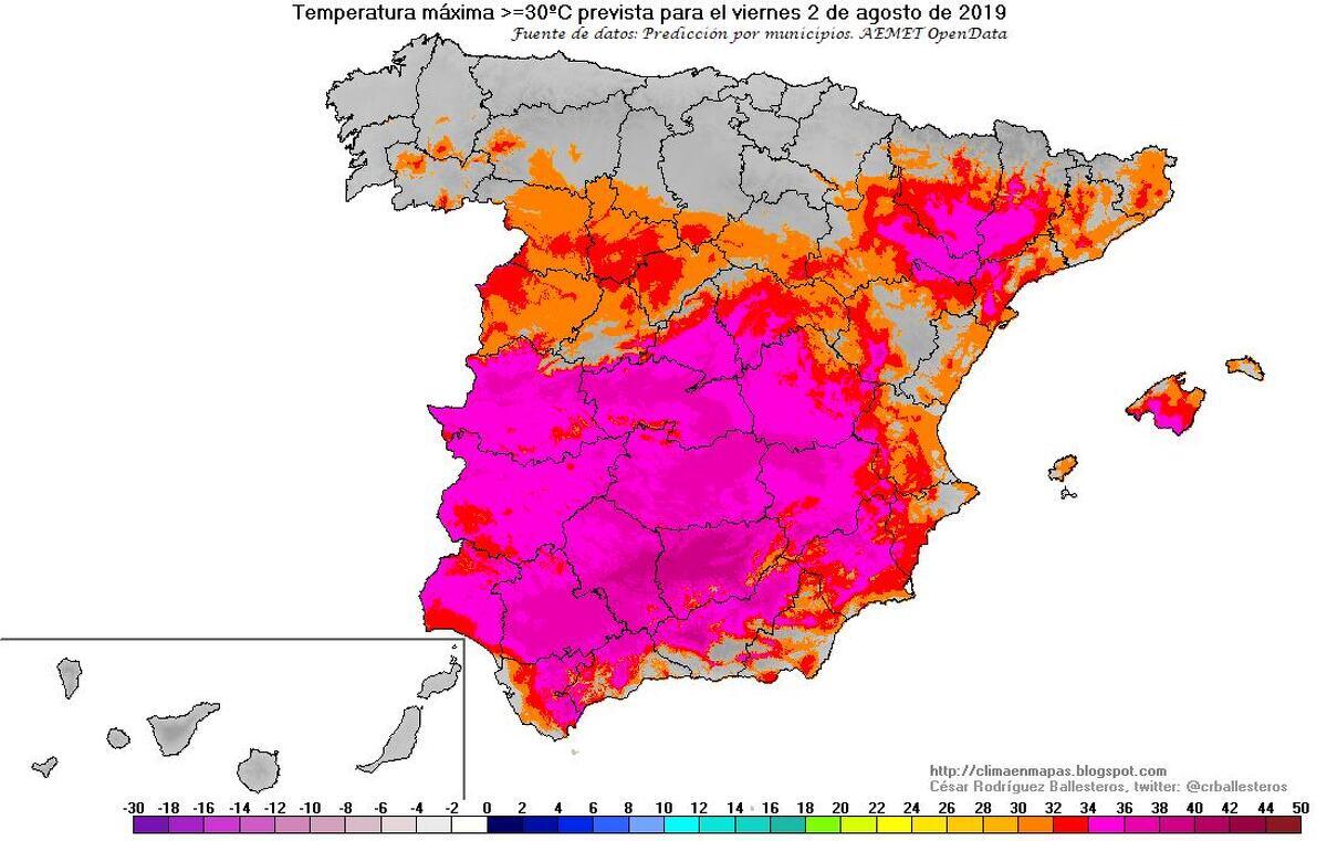 Les mà ximes podran assolir els 34º a algunes comarques de València i d'Alacant