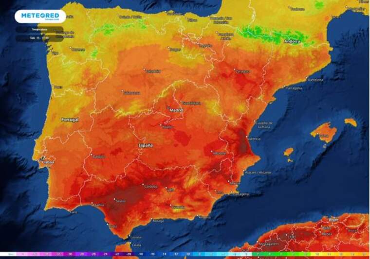 Mapa Espanya Temperatures Altes