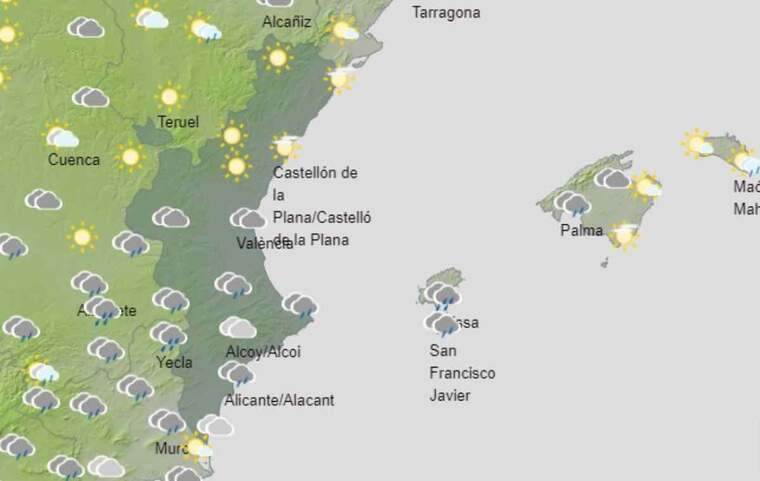 Mapa de previsiÃ³ a ValÃ¨ncia el 2 d'octubre del 2020
