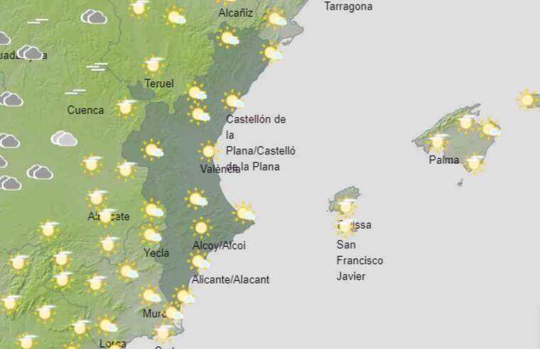 Mapa de previsiÃ³ a ValÃ¨ncia el 2 de febrer del 2021