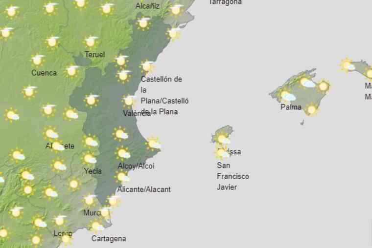 Mapa de previsiÃ³ a ValÃ¨ncia el 22 de marÃ§ del 2021