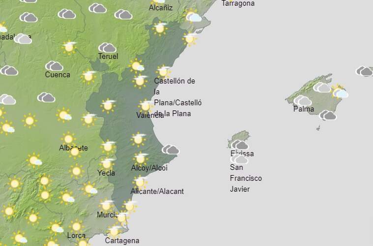 Mapa de previsió a València el 3 de març del 2020