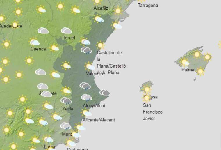 Mapa de previsiÃ³ a ValÃ¨ncia el 3 de juliol del 2020