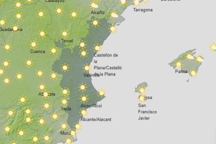 Mapa de previsiÃ³ a ValÃ¨ncia el 30 d'octubre del 2020