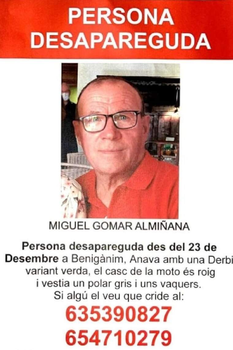 Busquen a Miguel Gomar, un valencià desaparegut