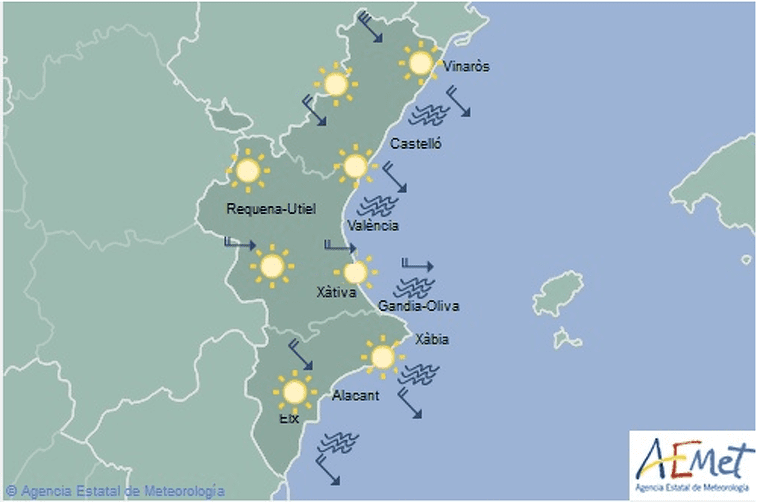 Mapa de la previsió per a este dimarts