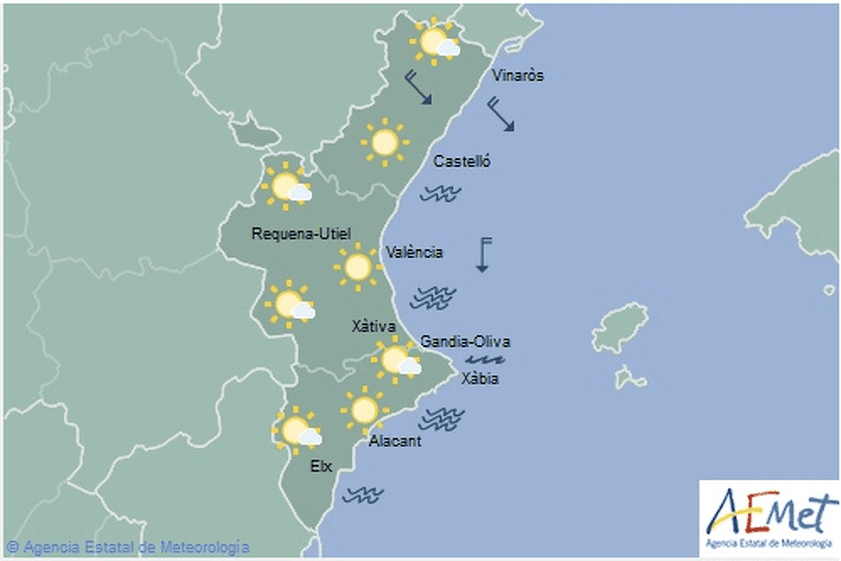 Mapa de la previsiÃ³ per a este dimecres