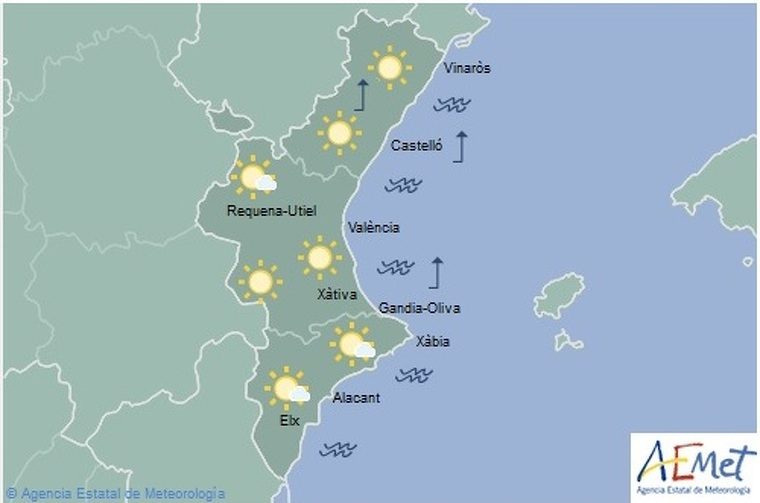 Mapa de la previsió per a este divendres