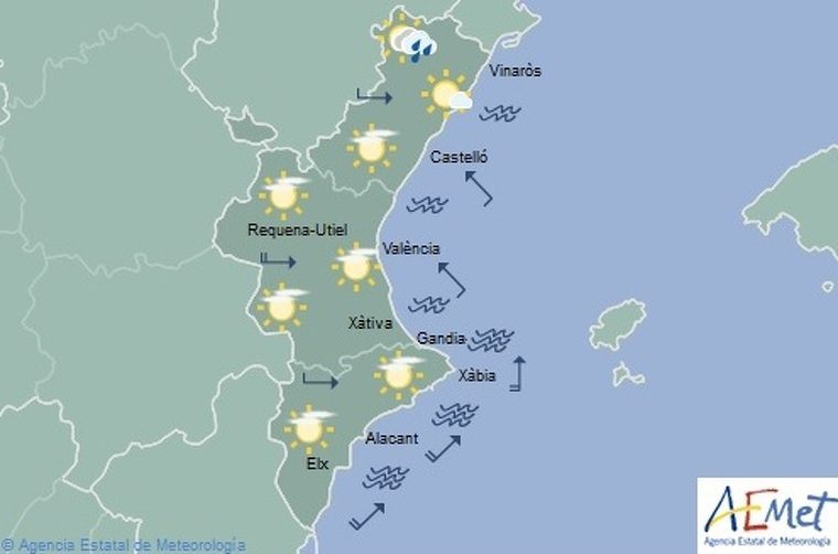 Mapa de la previsió per a este dimarts