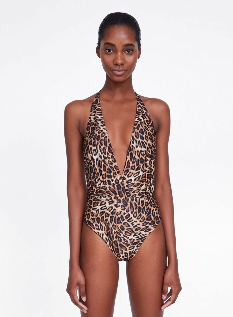 Banyador amb estampat de lleopard de Zara