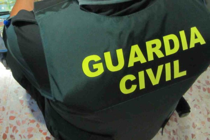 Un agent de la Guàrdia Civil revisant diners decomissats a l'àrea de servei del Baix Ebre de l'AP-7