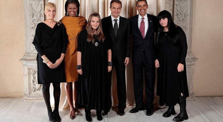 La famosa foto de la familia Zapatero con Barack y Michelle Obama.