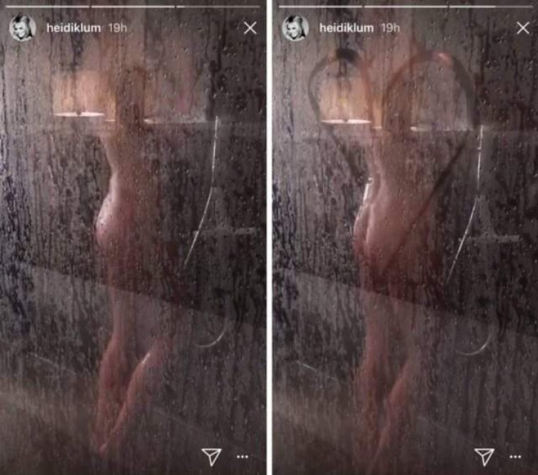 Heidi Klum mostrando su cuerpo desnuda en los stories de Instragram