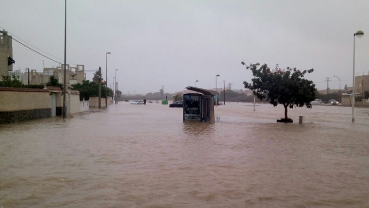 Las calles de Torrevieja se han convertido en pantanos, el transporte público de la ciudad está suspendido