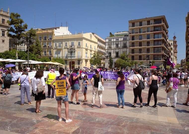 Mobilització del Moviment Feminista este dissabte contra la Llei Trans. a València.
