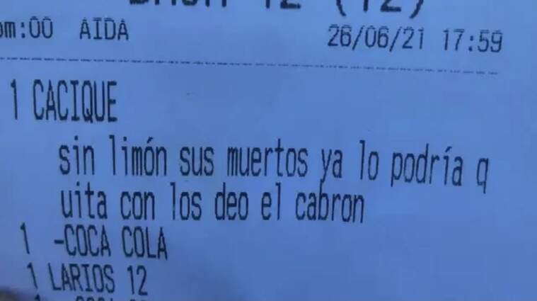 El tiquet viral i malhumorat d'un bar de Cádiz: 